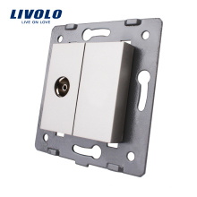 Panel eléctrico de cristal gris Livolo C7-1V-15 Toma de corriente de pared Toma de corriente eléctrica